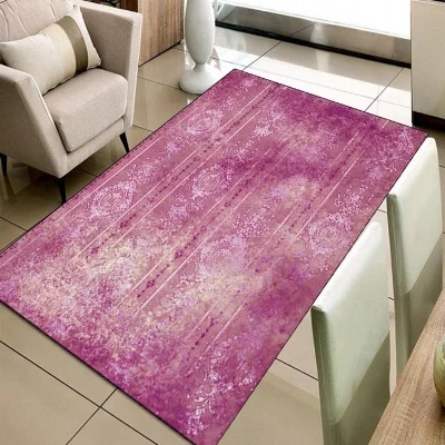 Best Else Vintage Purple White Damask Ottoman 3d Print Non Slip Microfiber Living Room Decorative Modern Washable Area Rug Mat