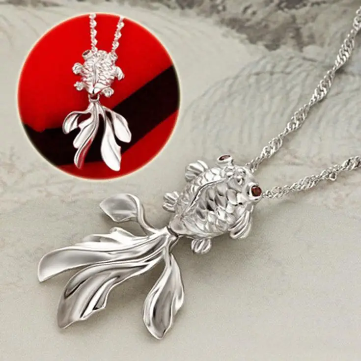New Style Silver Plated Pendant font b Crystal b font Stone Fish Pendants Fit Necklaces Chain