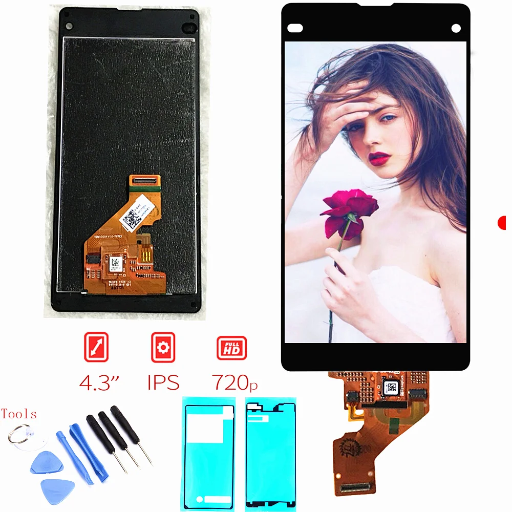 

Original 4.3 inch LCD For Sony Xperia Z1 Compact LCD D5503 M51W Display Touch Screen Digitizer Assembly+Adhesive+Repair Tools