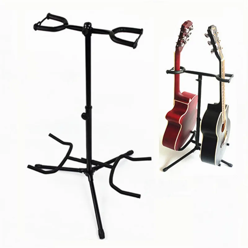  2 in 1 Guitar Stand Music Folding Stand Padded for Acoustic Electric Bass Guitar Studio Hanger