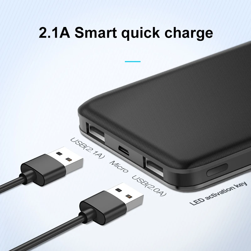 HOCO 10000mAh Dual USB Power Bank External Power Batteries Portable Phone Charger With LED Light for iPhone X Samsung 9 xiaomi