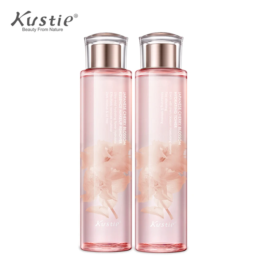 

Kustie Natural Japanese Cherry Blossom Facial Care Set 220ml Essence Makeup Remover+ 220ml Hydrating Toner