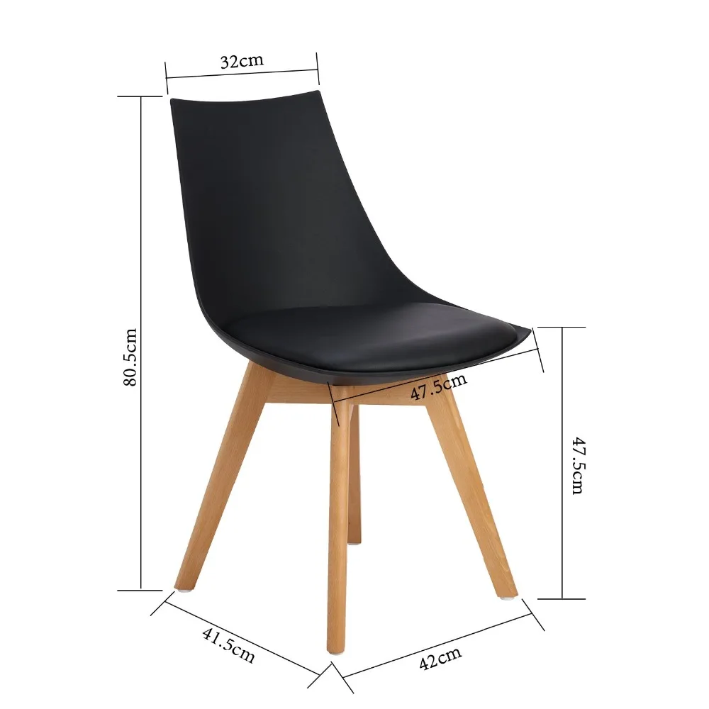 EGGREE 2 pieces Kitchen Chairs, Dining Chair, Mirror Frame With Feet, Office Room Of Solid Wood Beech And Metal Frame