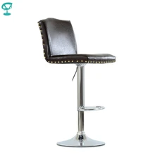 N98CrSPUbrown Barneo N-98 коричневый кухонный барный стул с мягким сиденьем мебельная экокожа с блеском ножка хром стул на газ-лифте стул высокий стул для барной стойки кресло мастера стул по России
