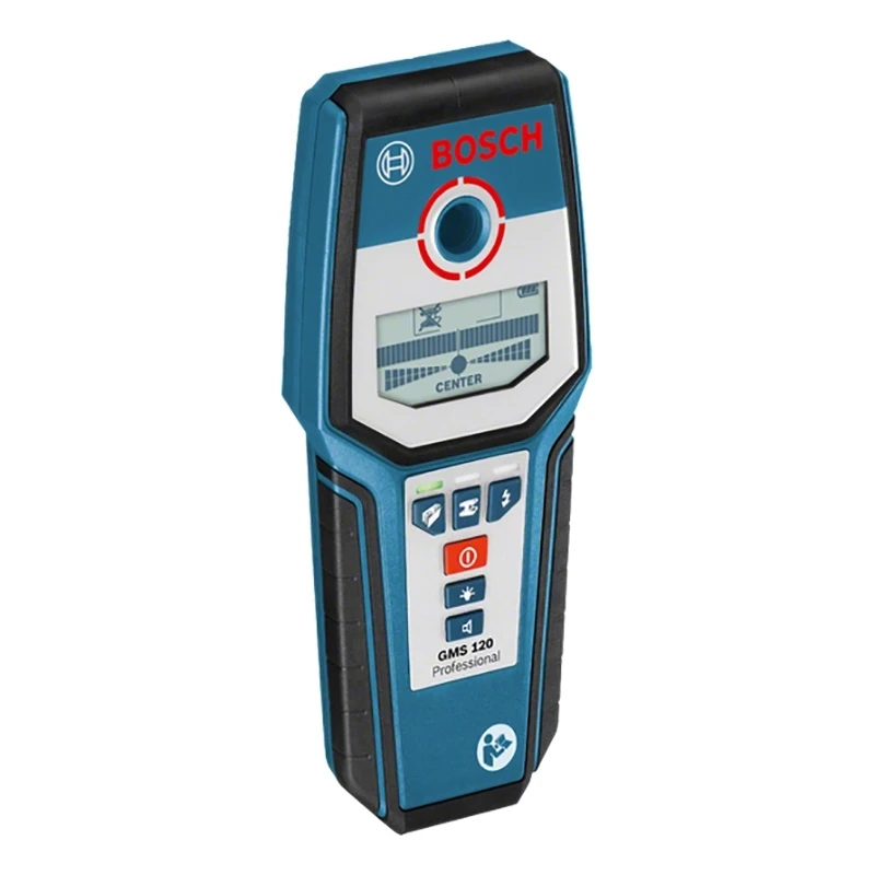 Металлоискатель Bosch GMS 120 Prof (Глубина обнаружения стали/меди/дерева/электропроводов под напряжением - 120/80/38/50 мм, погрешность ±5 мм)