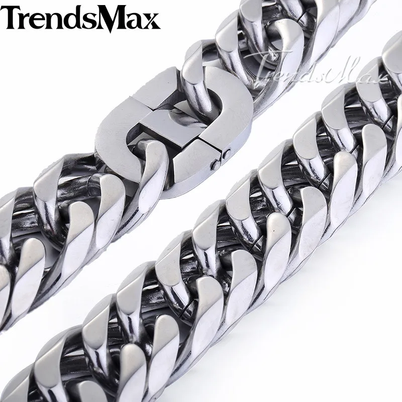 Trendsmax 18/22 мм Мужская цепь Тяжелая 316L Нержавеющая сталь серебро (Цвет) интересный