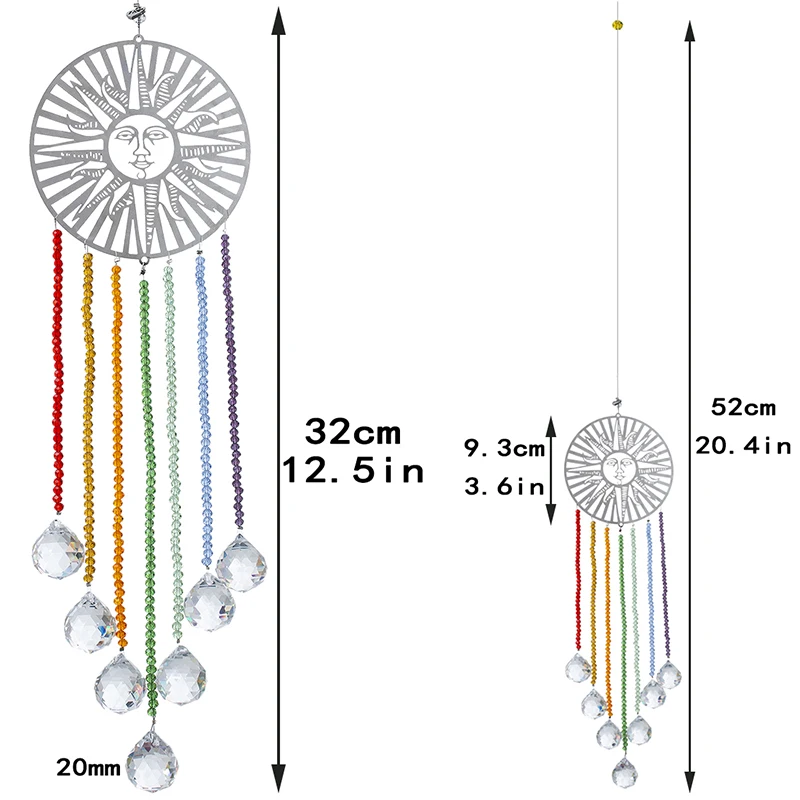 H&D Window Hanging Chakra Suncatcher Metal Sun Decor Fengshui Rainbow Maker Sun Cathcer Curtain Christmas Home Decoration Gifts