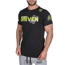 

2018Men's Tight Stretch Fitness Bodybuilding T-Shirt Letters Printing Crossfit Streetwear Workout Slim Gyms Short Sleeve Tees To