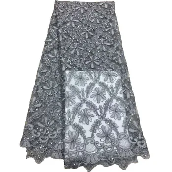 

3D Gray African Laces Fabrics Embroidered nigerian Guipure French Lace Fabric High-quality2018 African French Net Lace FabricH92