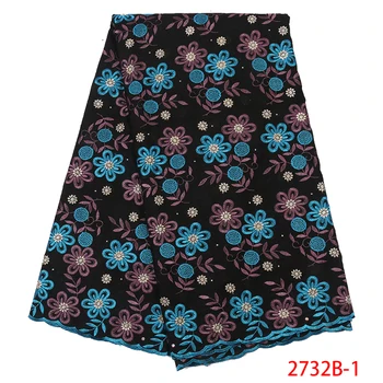 

African Dry Lace Fabrics Latest Swiss Cotton Voile Lace with Stones High Quality Lace Fabric for Nigerian Dress AMY2732B