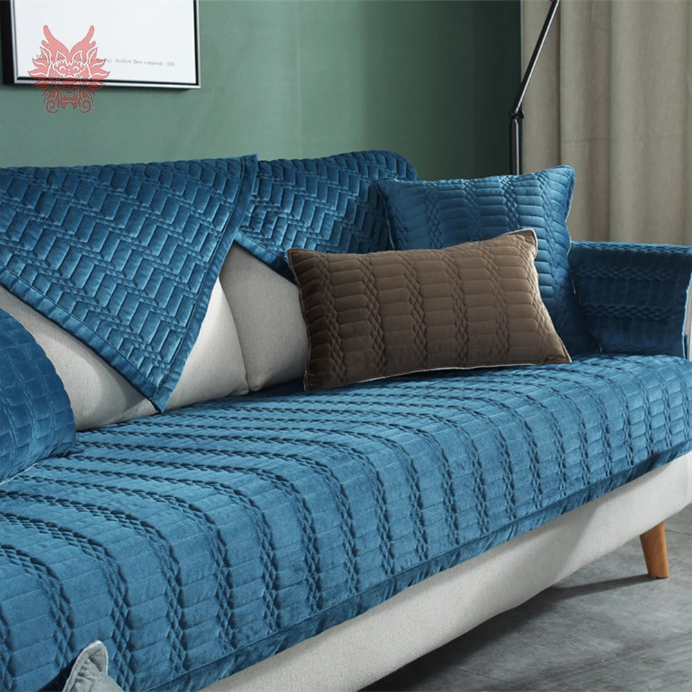 Роскошные геометрический плед Стеганые плюшевый диван крышка Кама чехлов для гостиной чехлы для мебели секционный охватывает SP5707