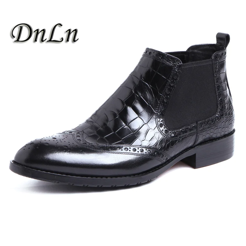 

Men Bullock Style Pointed Toe Chelsea Boots Genuine Leather Breathable Slip-On Ankle Boots British Style 37D50