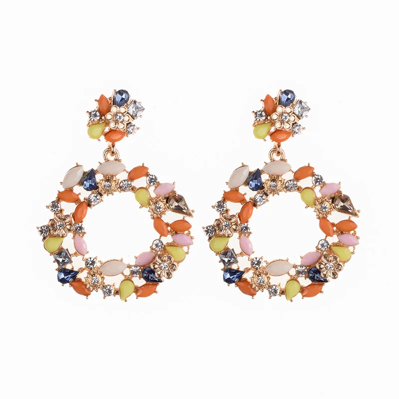 

Trendy Full Crystal Dangle Drop Earrings For Women Charm Around Pendant Ethnic Statement Earrings Christmas Gifts Boho Jewelry