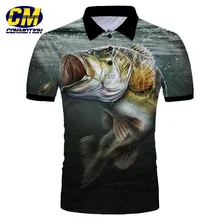 Мужская 3D рубашка поло крутая рыбка печать Азиатский размер