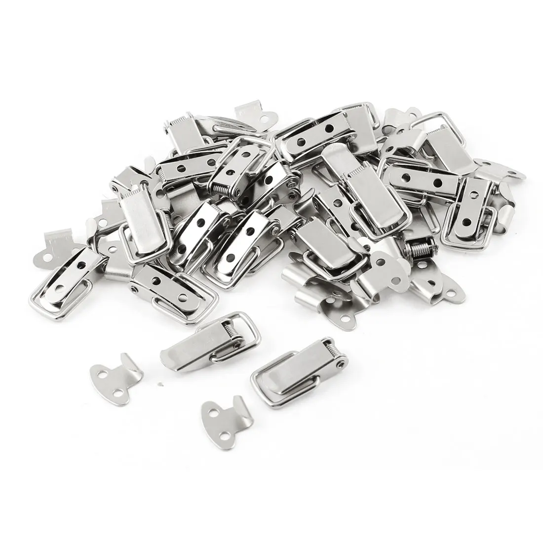 

UXCELL Drawer Closet Spring Loaded Safety Latch Catch Toggle Hasp Silver Tone 4.5Cm Long 30 Set