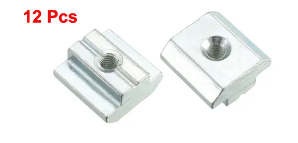 M8 45 Series Metal T-Slot Slide in T-Nut Silver Tone 12pcs