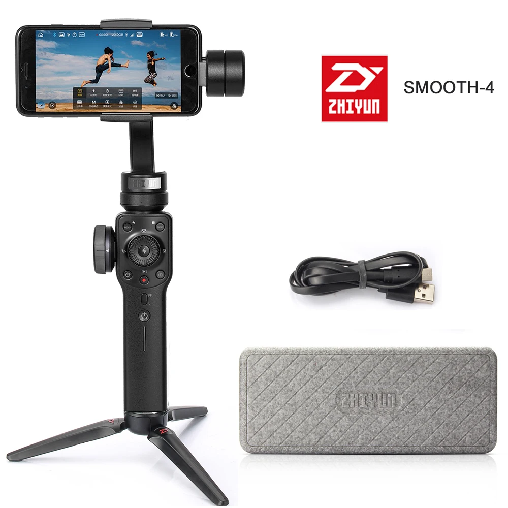 Ручной 3 осевой стабилизатор ZHIYUN Smooth 4 для смартфонов таких как iPhone x 8 7 Plus Samsung Gopro
