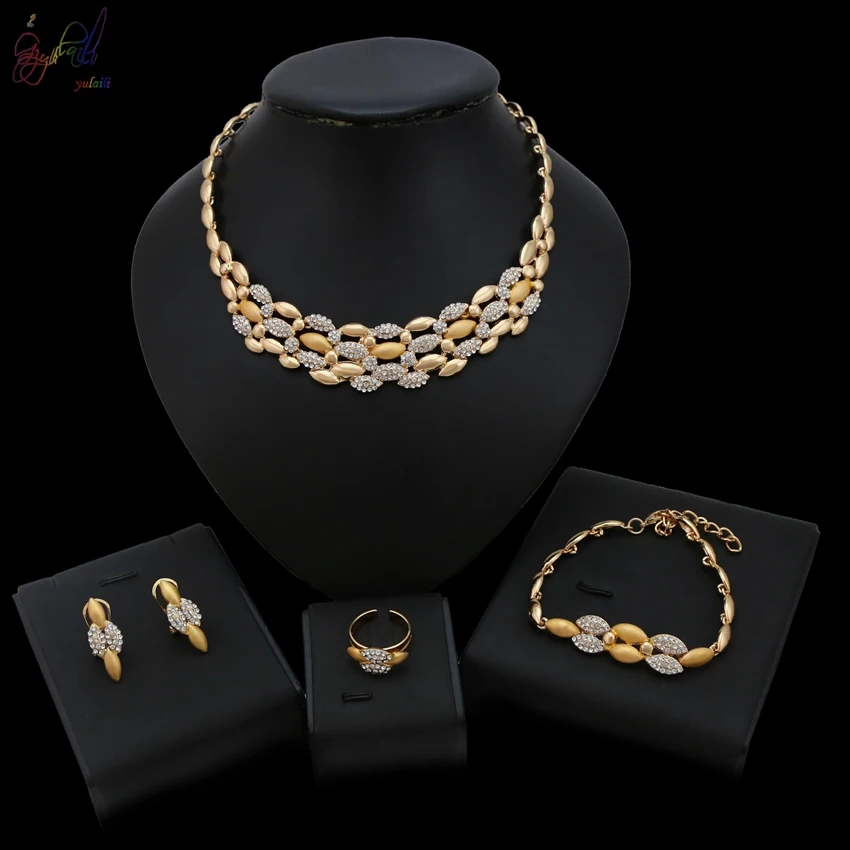 

YULAILI 2018 New Fashion African Jewelry Sets Gold-color Bridal Accessories Nigerian Wedding Party Costume