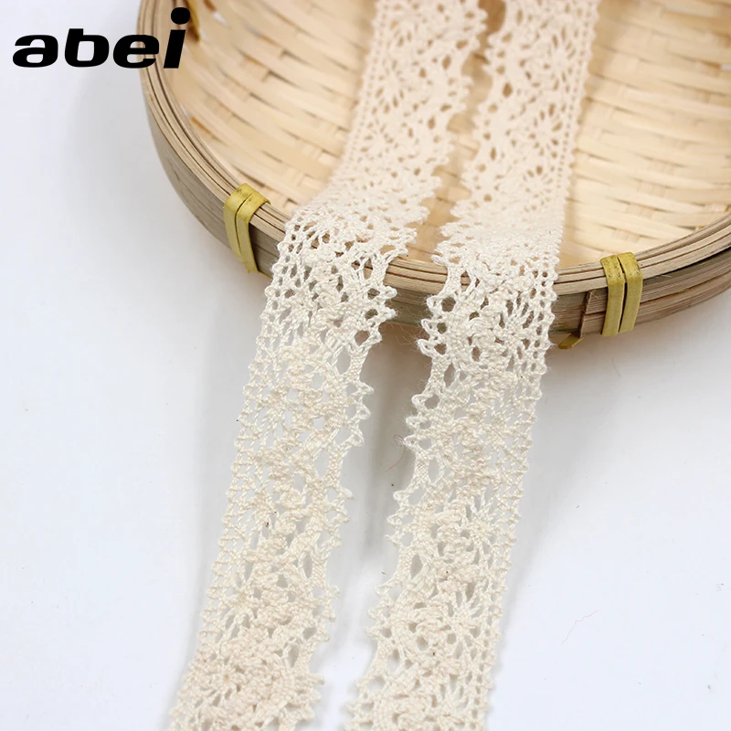 

5yards/lot 2.5cm Quality Beige Natural Cotton Lace Edge Theory Sweater Side Skirt Full Cotton Curtain Sofa DIY COTTON Lace TRIM