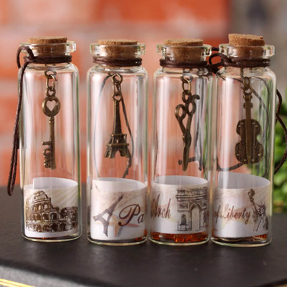 

1 Pcs Retro Cork Wishing Bottle Constellation Lucky Bottle Glass Trumpet Shell Drifting Bottles Creative Home Present