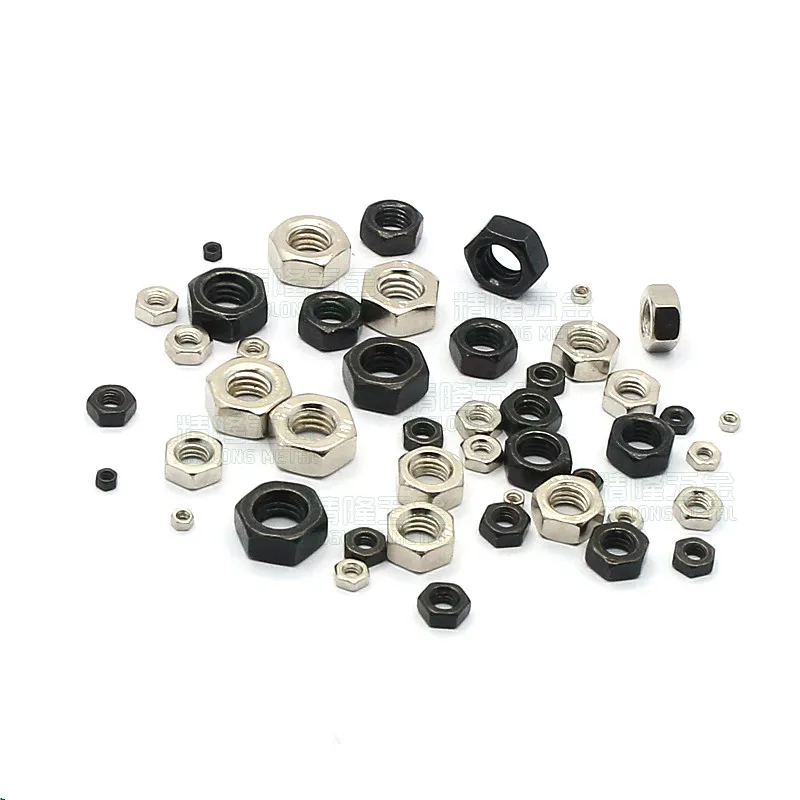 

100pcs/lot DIN934 hexagon nuts metric thread hex nut nickel / black zinc plated M1 M1.2 M1.4 M1.6 M1.7 M2 M2.5 M2.6 M3 M4 M5