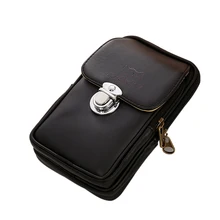 Мужской винтажный рюкзак из искусственной кожи, сумка поясная на молнии с зажимом для ремня