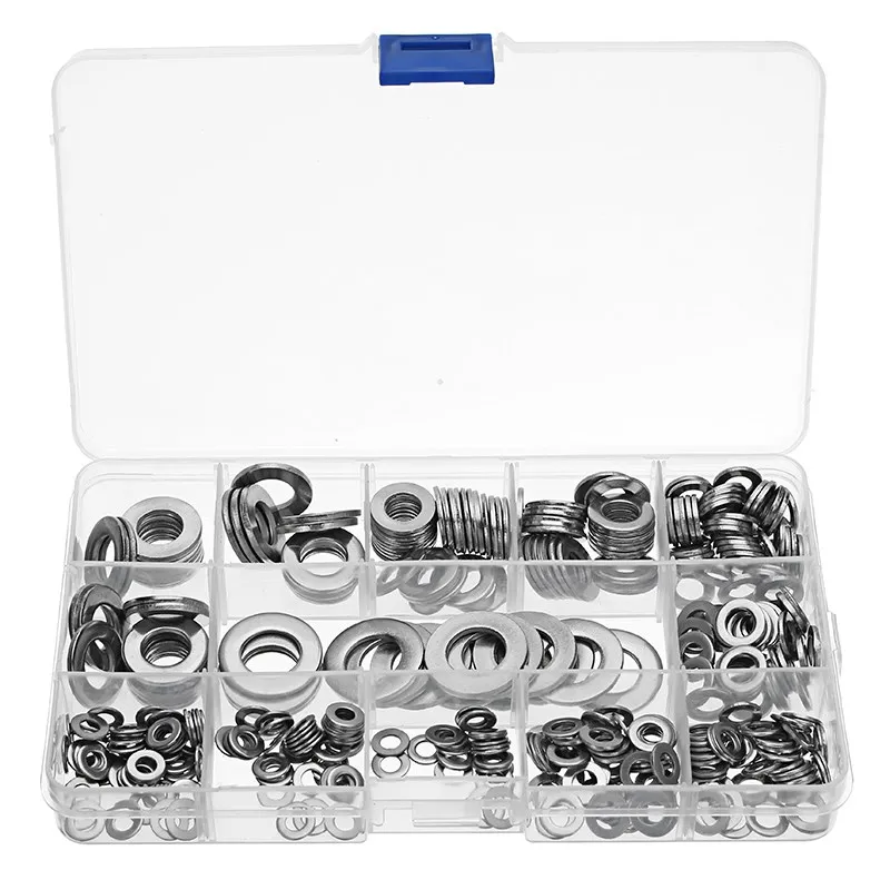 

395Pcs Stainless Steel Form A Flat Washer Gasket Fastener Assortment Kit M4/M5/M6/M8/M10/M12 New