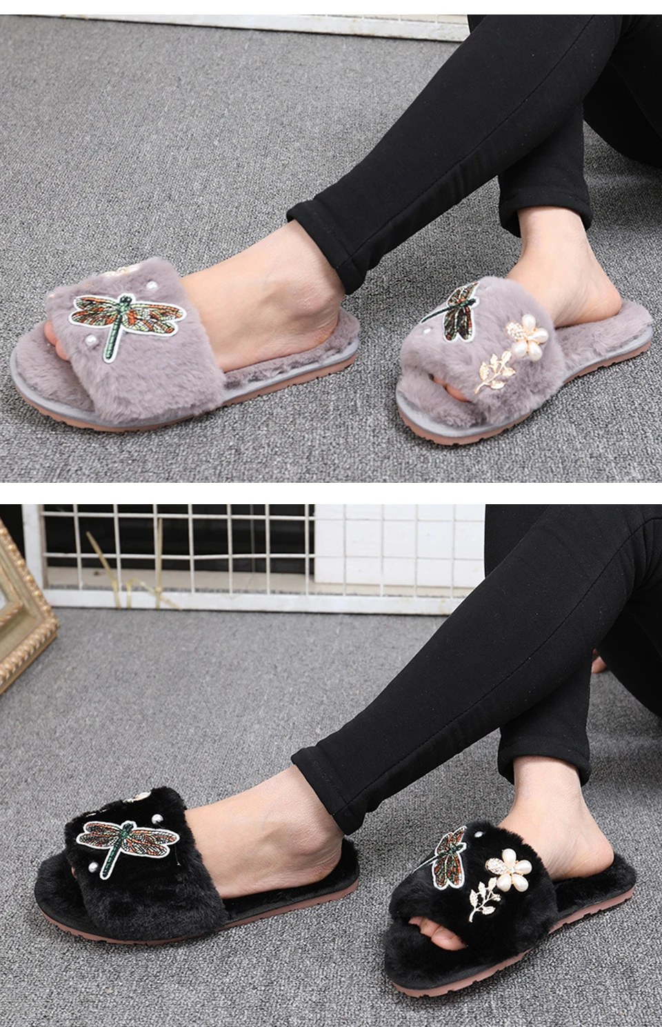 fur slippers