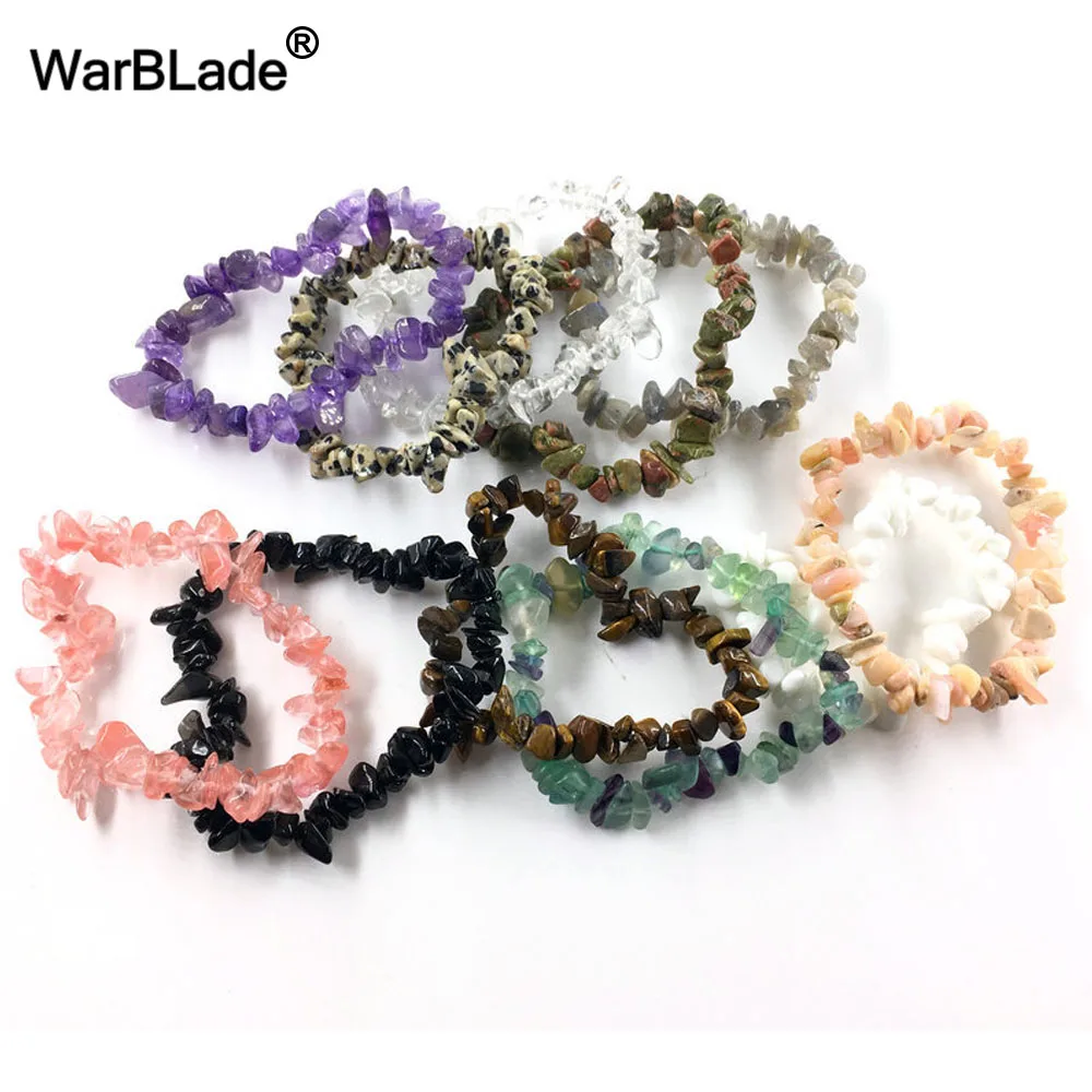 

WarBLade Natural Colorful Gem Stone Bracelet Chip beads Nuggets Shell Crystal Coral Quartz Bracelets Bangles For Women Jewelry