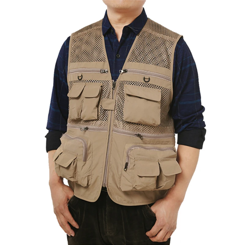 

Men Quick Dry Summer Vest Mesh Vest Photography Hunter Field Working Clothes Sleeveless Jacket Military Multifunction CS Clothes