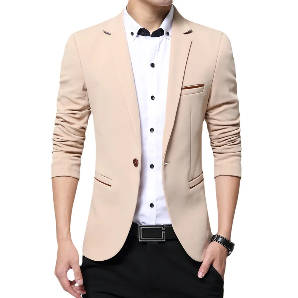YUNCLOS 2019 New One Button Blazer for Men Casual Slim Fit Jackets High Quality Solid Color Business Men Blazer Jackets