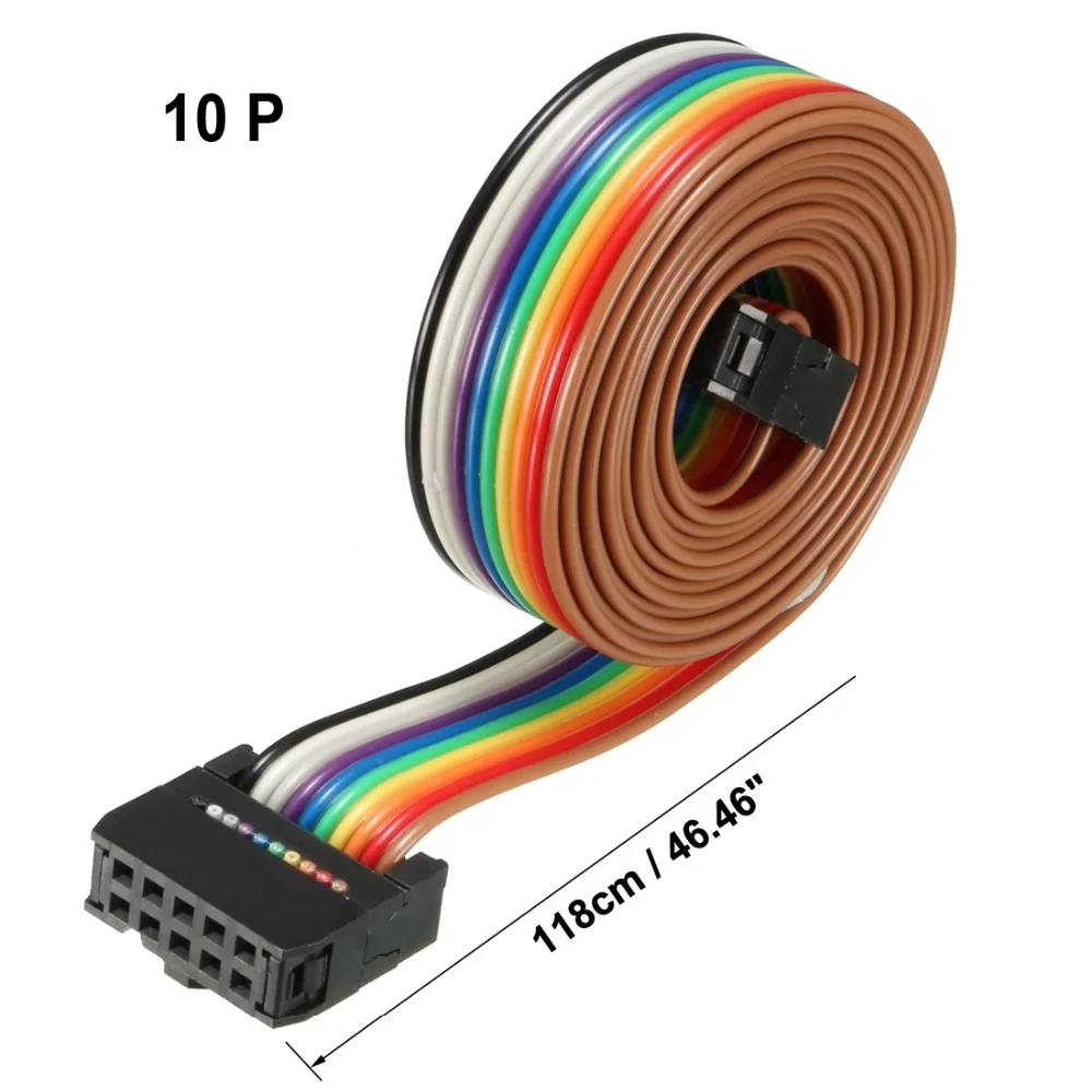 Uxcell 1 шт. IDC 10-контактный 48/66/118/148 см длинные 2,54 ММ Радуга Цвет/серый шаг гибкий плоский ленточный Соединительный кабель для печатных плат