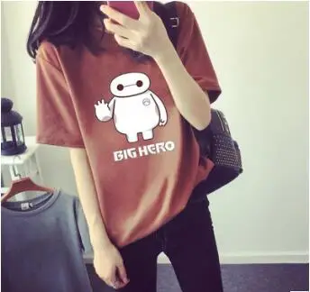 

ECTTCT Big Hero 6 T-Shirt Baymax Robot Tee T Shirt Gift Men Women Tshirt Cartoon Clothing