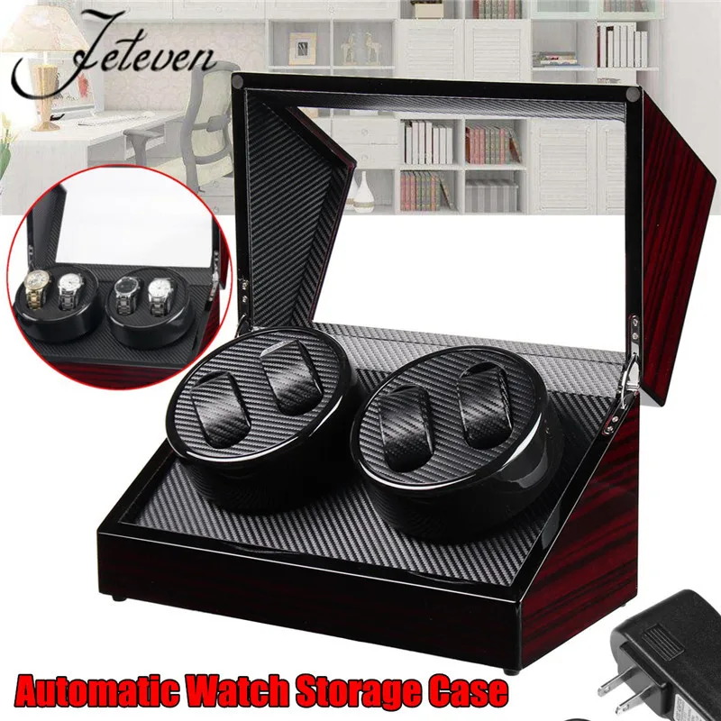 4+0 Watch Winder Storage Case Luxury Wooden Automatic Rotation Display