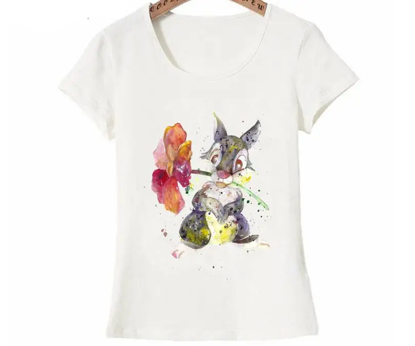 

Fleurs lapin imprimé T-Shirt été Hipster femmes t-shirts femme décontracté hauts mignon maiden t-shirts fille Punk chemises