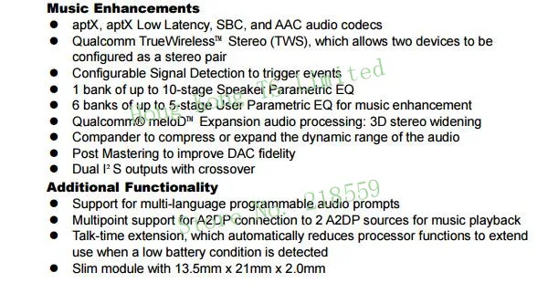 BTM308-C/QCC3008 стерео Bluetooth 5,0 аудио модуль aptx-ll модуль ies выход TWS