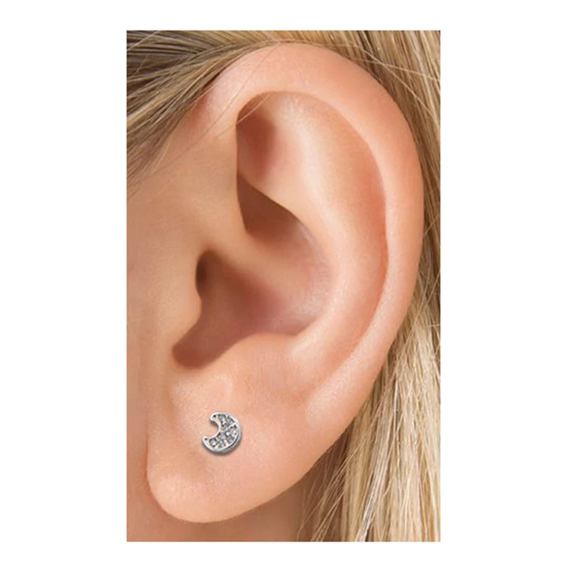 Тела панк Wholesale16G Хрящ уха серьги-гвоздики хирургические Сталь кольцо с фианитом Moon Helix серьги на козелок пирсинг Для женщин