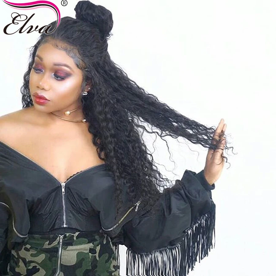 

Elva Hair 360 Lace Frontal Wig For Black Women Pre Plucked With Baby Hair Brazilian Curly Lace Front Human Hair Wigs Remy Hair