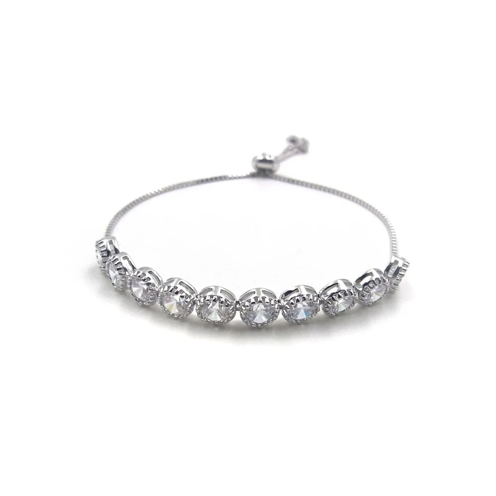 

White Gold Vermeil 925 Sterling Silver Zirconia Strand Bracelet