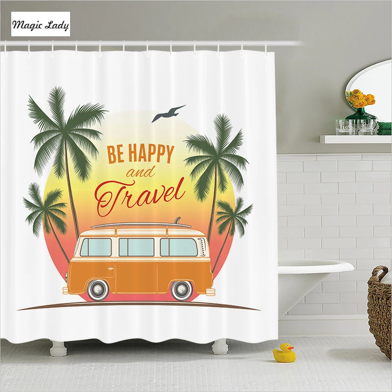 Rideau De Douche De Salle De Bain De Style Rétro Camper Van pour Rideau