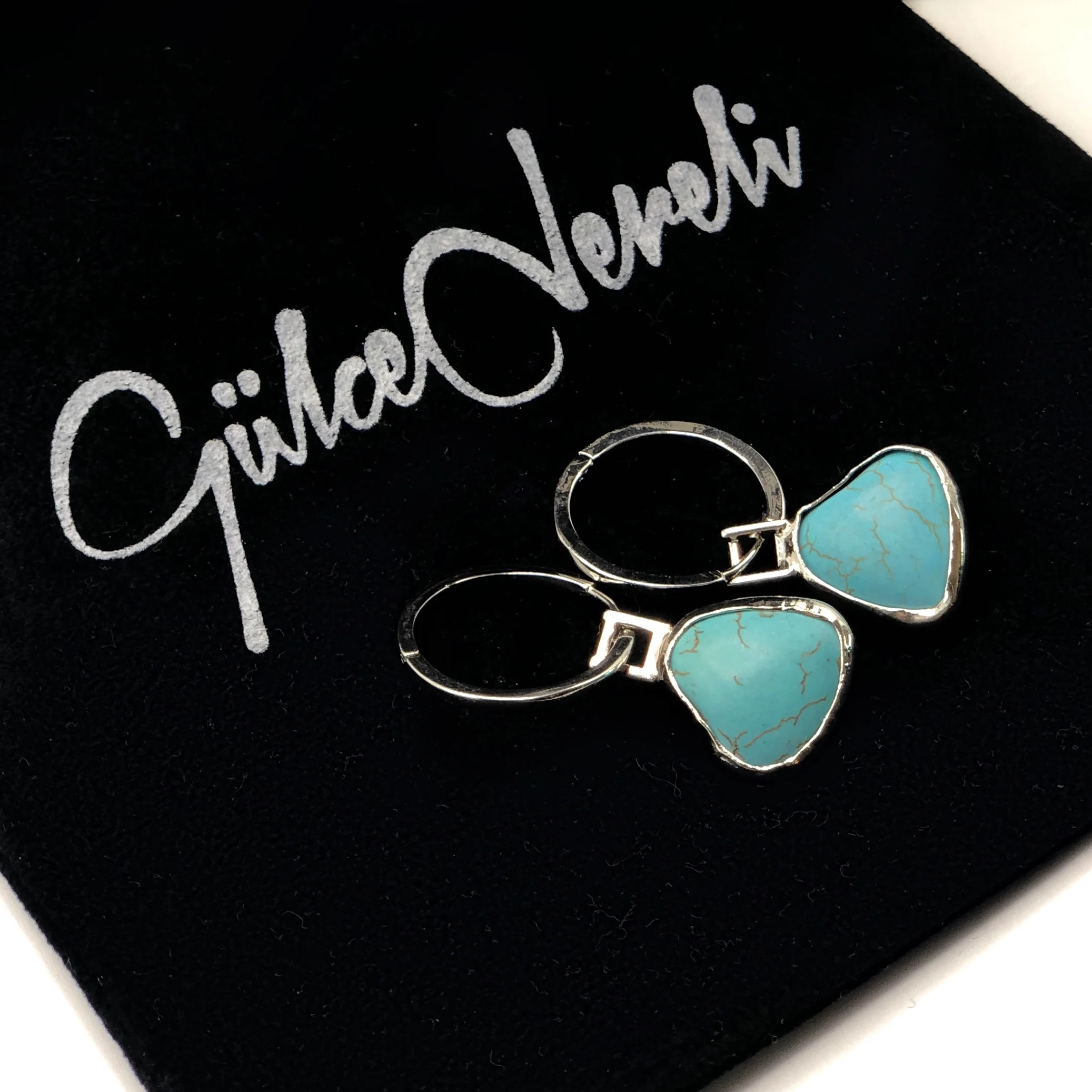 

GULCE DERELI, BLUE HEART EARRINGS, HOOP EARRINGS, CHARM EARRINGS, GIFT BOX, GOLD/SILVER PLATED