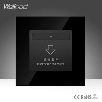 

Wallpad Hotel Inserd Card Switch Luxury Black Crystal Glass 40A High Frequency Sensor Card Wall Switch ,Free Shipping