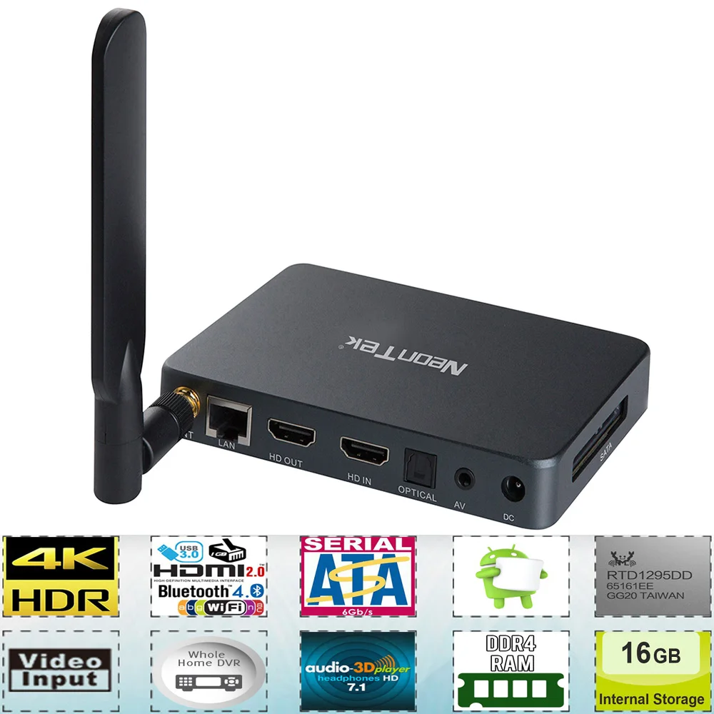 

Recording Smart TV Android box (Quad Core CPU, 2GB RAM, 16GB ROM, HDMI 2.0, HDMI in, 100m/1000m LAN, USB3.0, Dual Band WLAN, BT)