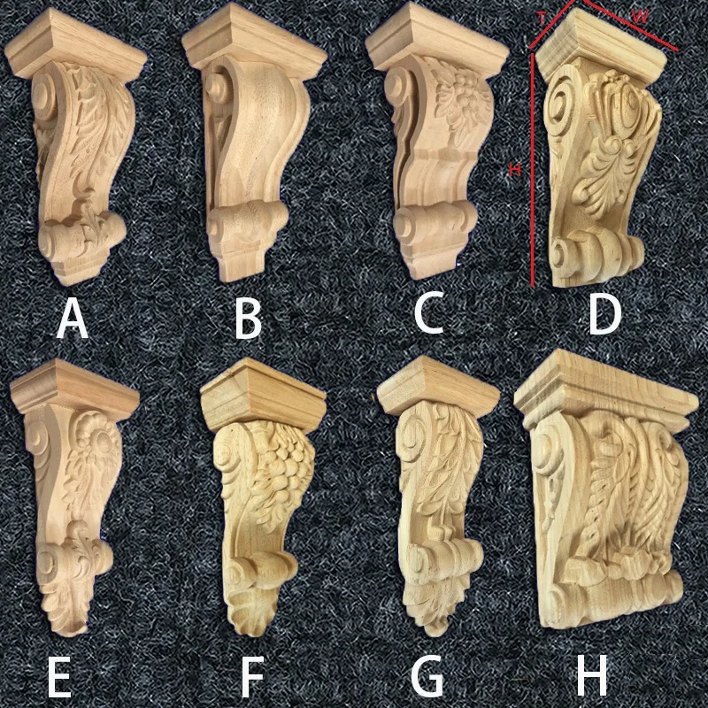 2 шт./лот Premintehdw Неокрашенный Rubberwood Европейский листьев дизайн ручной резные кронштейны деревянный карниз прокрутки Acanthus