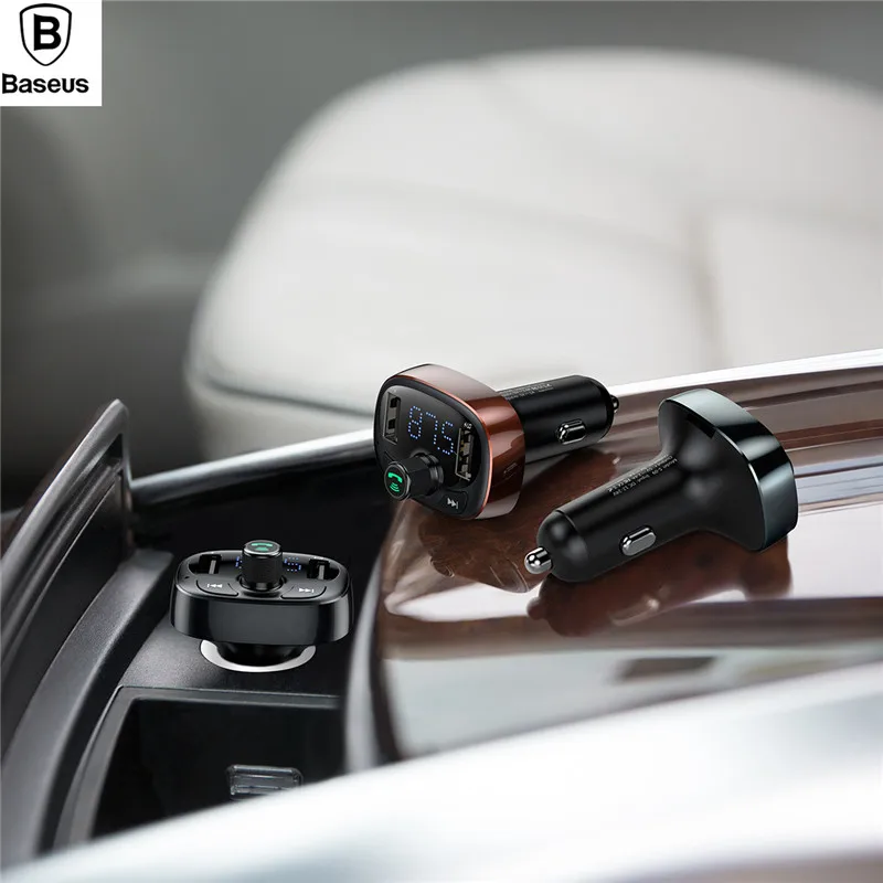 Baseus Car Charger FM Transmitter Aux Modulator Bluetooth Handsfree Car Audio MP3 Player 3.4A