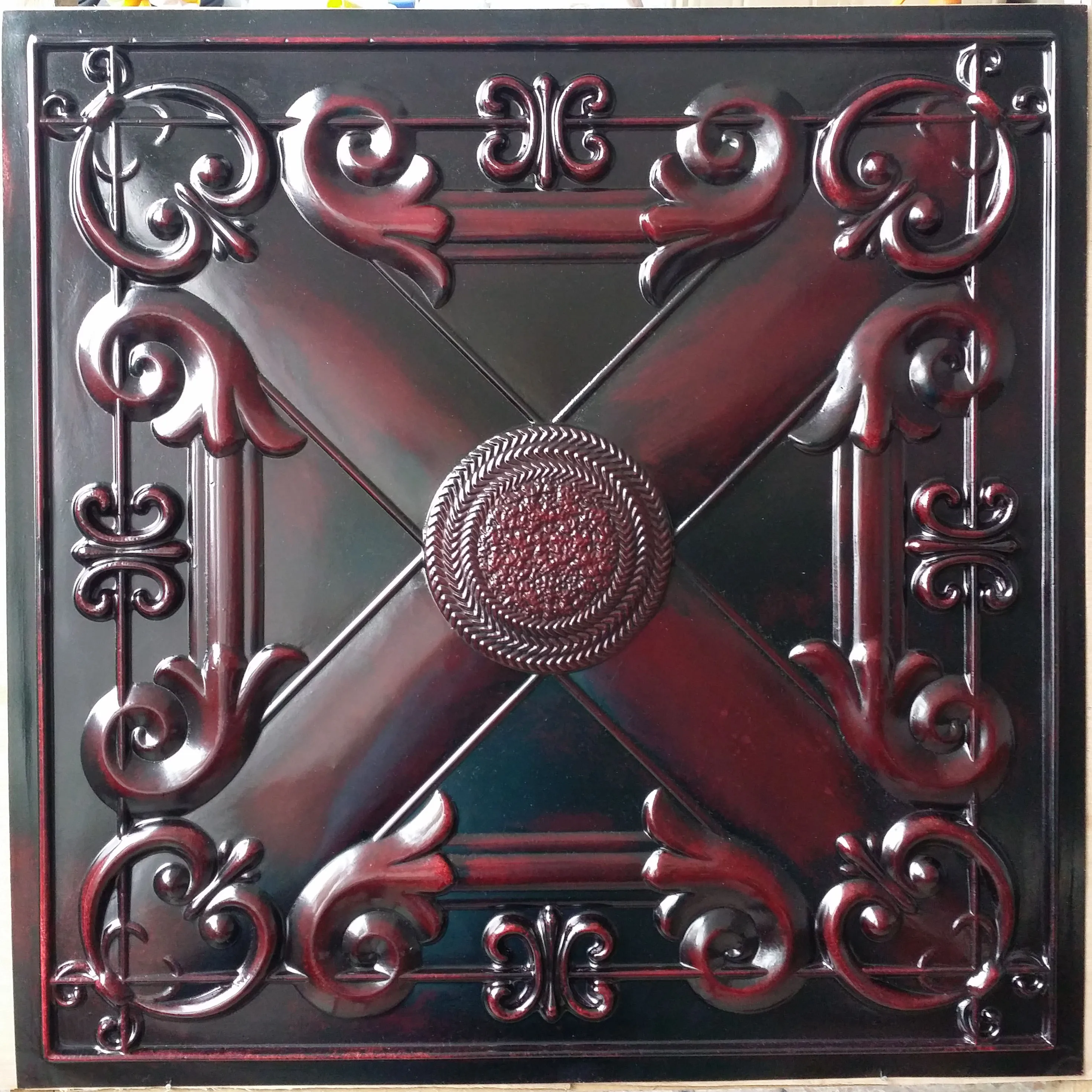 False Tin Ceiling Tile Red Wood Color Cafe Pub Restaurant Well