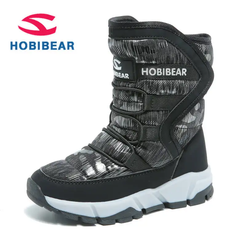 

Winter Boots Kids Toddler Anti Slip Mid-Calf Snow Boots for Girls Boys PU Leather Warm Plush Children's Shoes Rubber Kids Boots