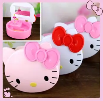 

New Hello kitty Music Box Mirror Cosmetic / Make Up jewelry box KX-J6259