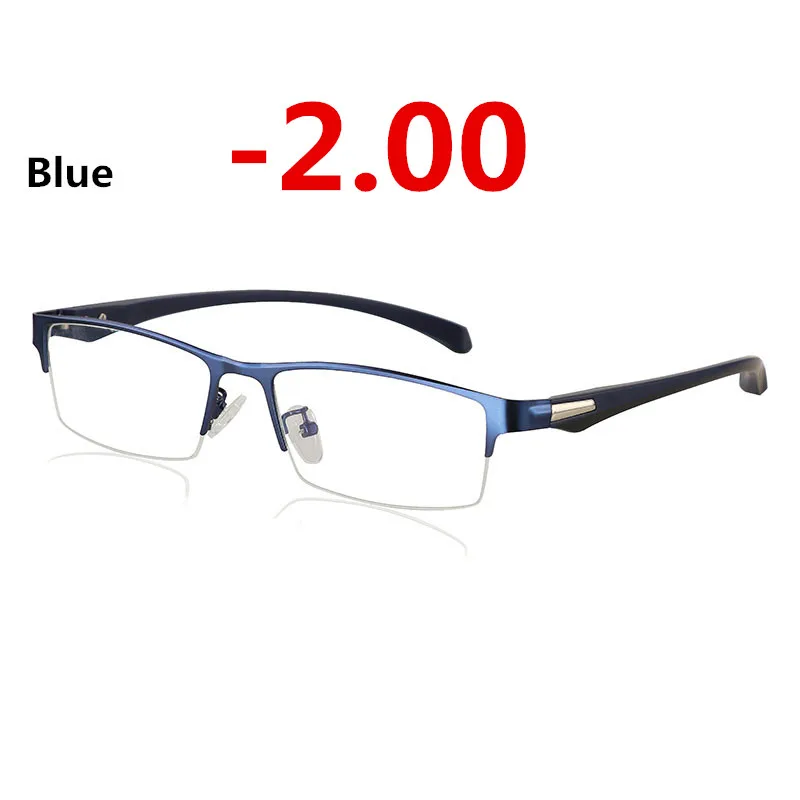 Анти-синий светильник, фотохромные очки для близорукости, очки для глаз для мужчин и женщин, очки для близорукости по рецепту, готовые-1-1,5-2-2,5-3-3,5-4,0 - Цвет оправы: blue -2.00