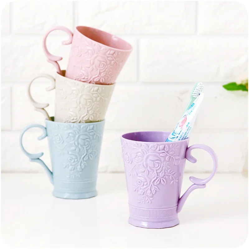 Toothbrush cup with ribbon handle mouthwash couple Toothbrush Cup B881